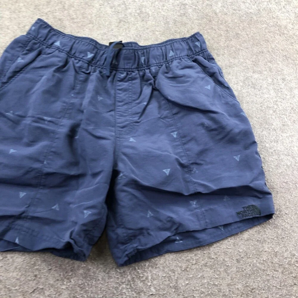 The North Face Swim Trunks Mens Medium Blue Geometric Mesh Lined Elastic Waist